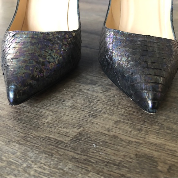 CHRISTIAN LOUBOUTIN Kate 100 snakeskin python? Pumps blue iridescent